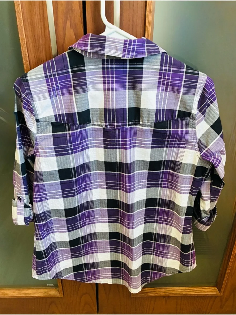 Alia Petite Purple & Black Plaid Shirt - Picture 3 of 3